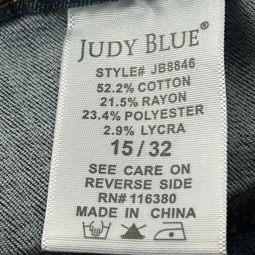Judy Blue Jeans Blue Lightly Distressed Skinny Fit Pull On Denim Size 15/32